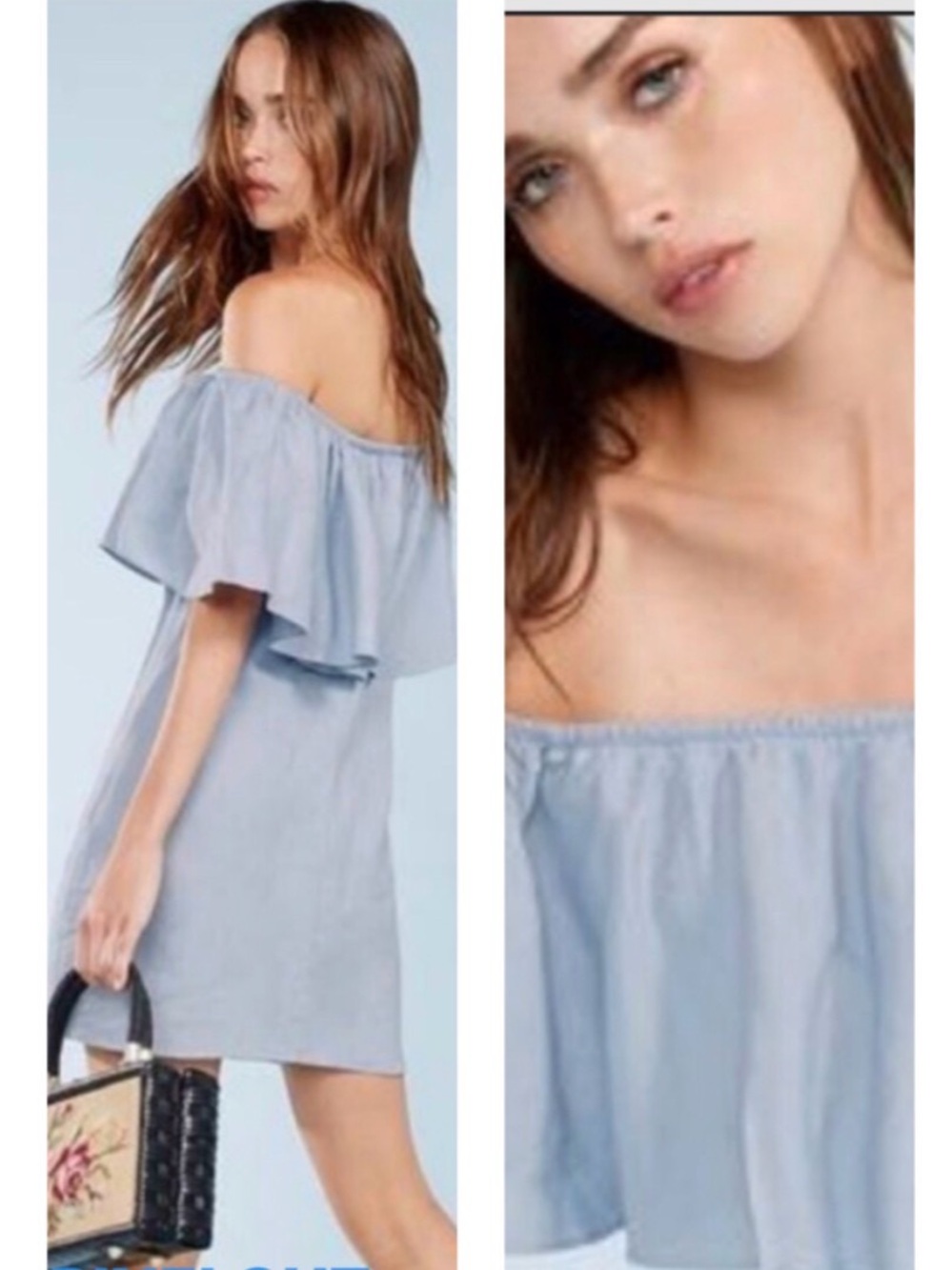REFORMATION 100% linen off shoulder shift dress